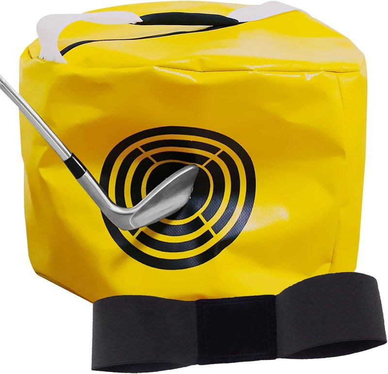 VEASAERS Golf Impact Bags Power Smash Hitting Bag with Arm Band Upgrade Swing Trainer Training Aids Waterproof Durable for Men Women (Yellow)