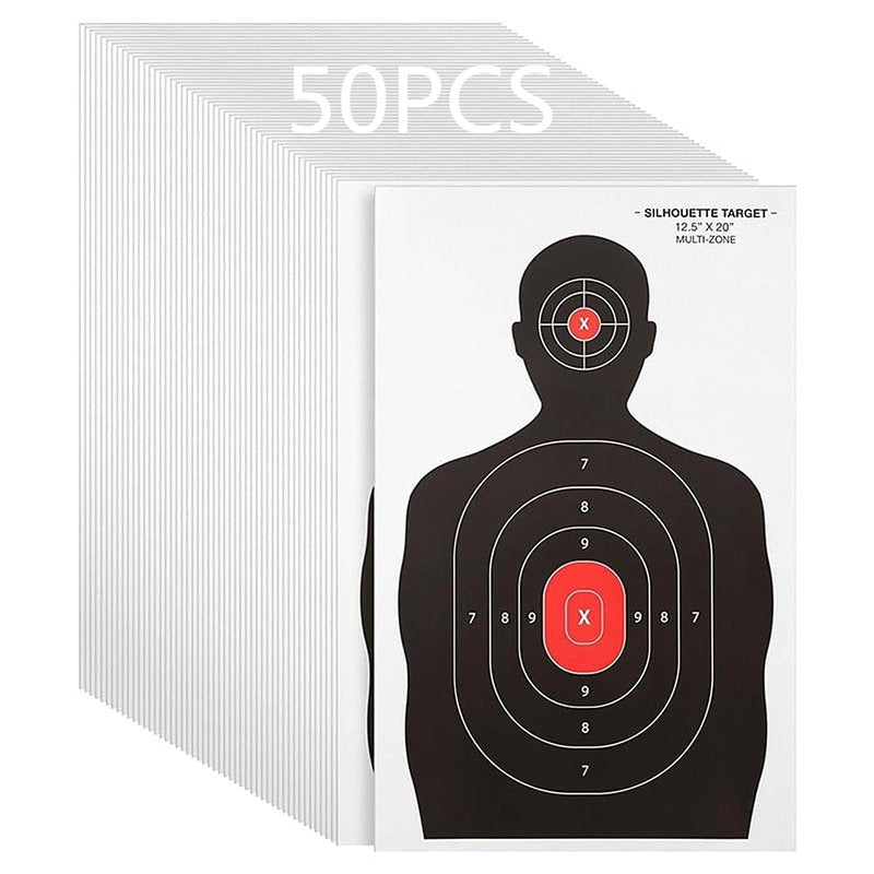 APLUSGEAR 50 Pcs/Set 14 x 22 Inch 2-Color Bullseye Shooting Targets for Shooting Range Silhouette & Red Bullseye, Pistol Targets & Shooting Range & Airsoft Accessories