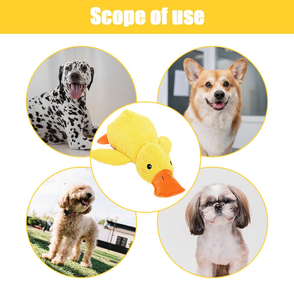 Mellow Calming Duck Dog Toy, 2026 New Calming Duck Toy for Dogs, Interactive Toy with Quack Sound, Soft Plush Stuffed Calming Duck Pillow, Durable Stuffed Dog Puppy Toys for Puppy Keep Busy (A)