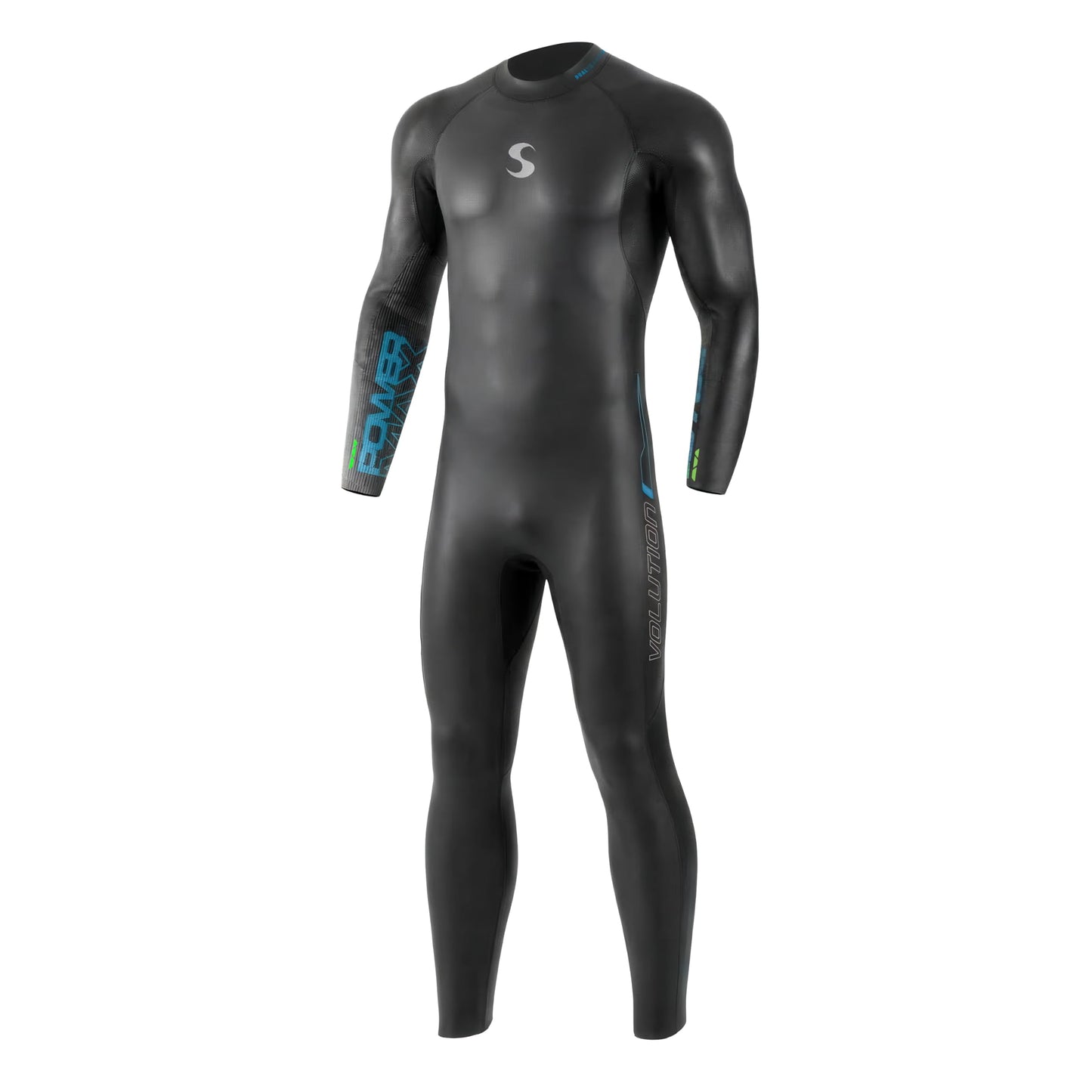 Synergy Triathlon Wetsuit 3/2mm - Volution Full Sleeve Smoothskin Neoprene for Open Water Swimming (Men 25, Men's LS)