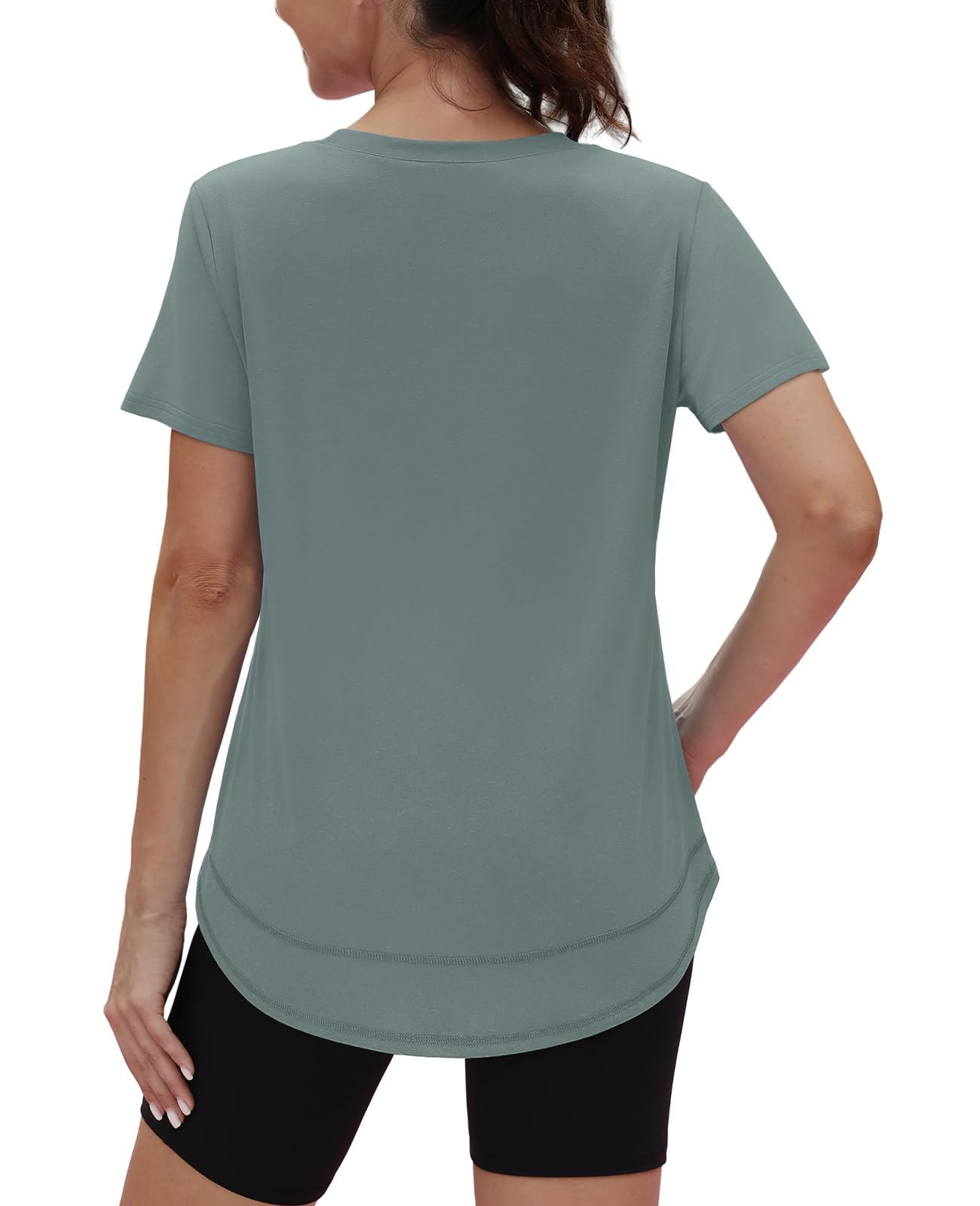 Summer Tops for Women 2026 Short Sleeve Workout Clothes Athletic Shirts Pilates Outfits Camisetas Deportivas para Mujer Blue L