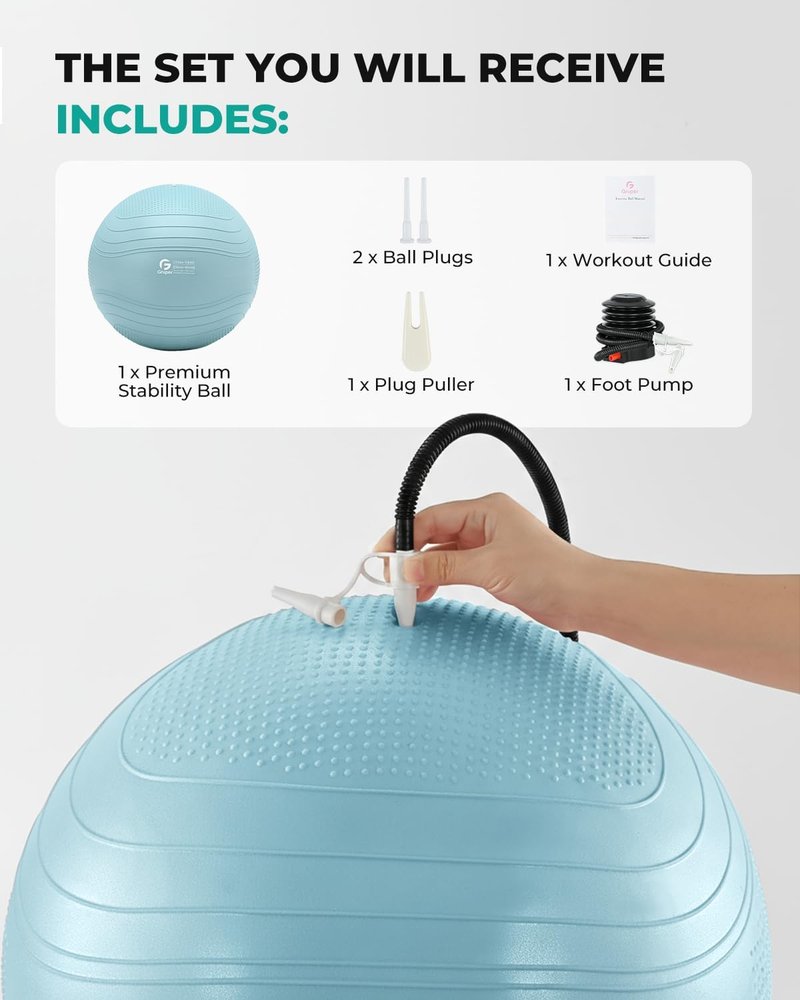 Yoga Ball - Extra Thick Anti-Burst Exercise Ball for Stability & Fitness | 4 Sizes Available with Pump