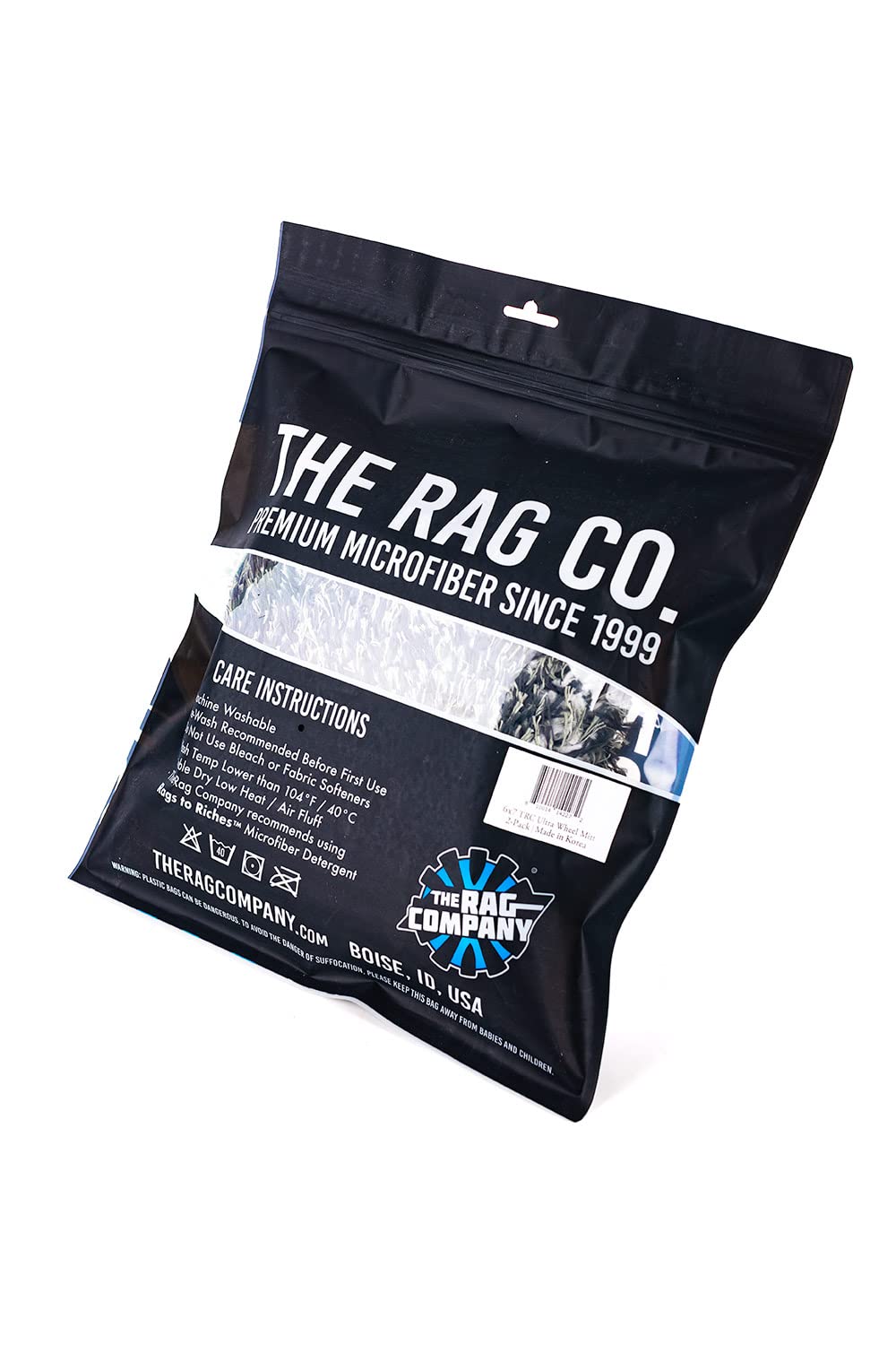The Rag Company – The Cyclone Ultra Wheel Mitt – Perfect for Wheels, Grills, and Tight Areas; Proprietary Microfiber Blend; Easily Releases Contaminates Upon Rinsing, 6in x 7in, Black/Grey (2-Pack)