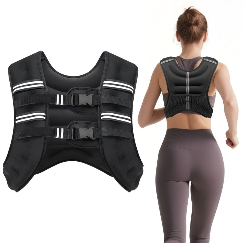 12lbs Weighted Vest with Two Adjustment Straps for Men Women, Weight Vest with Reflective Stripes for Workout, Strength Training, Running, Fitness, Muscle Building, Weight Loss