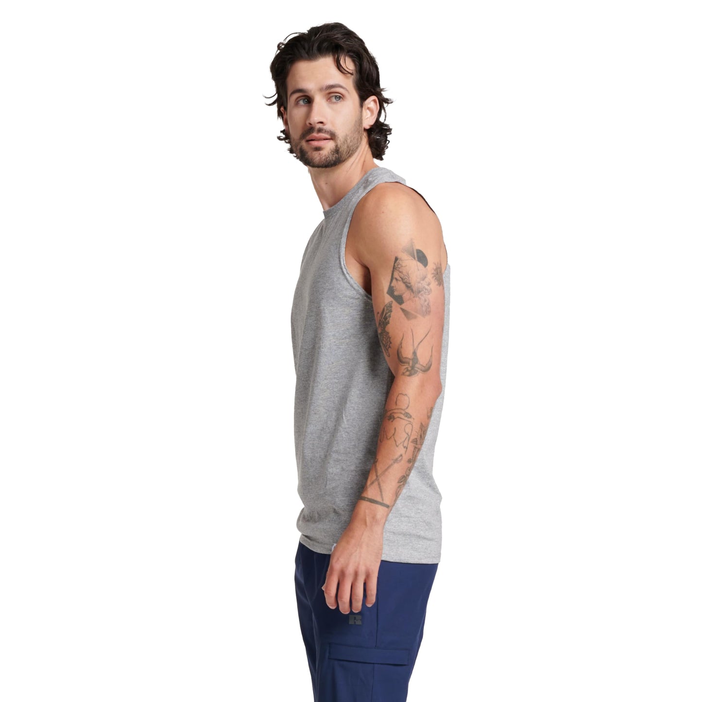 Russell Athletic Men's Cotton Performance Sleeveless Muscle T-Shirt,Oxford,XXXX-Large