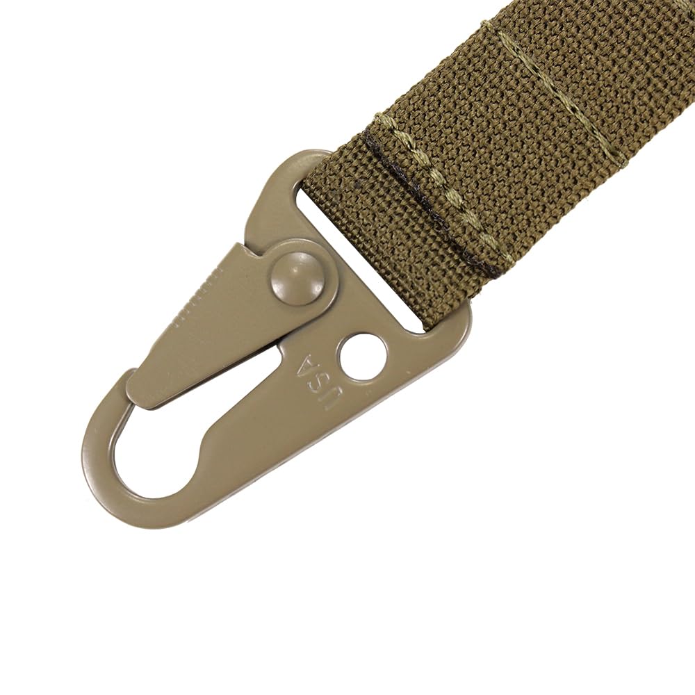 Tactical Gear Clip Clash Hook Hanging Carabiner T-Mount MOLLE Webbing Battle Belt Clip Metal Key Holder Vest Accessories (Coyote Brown Clash Hook(2PACK))