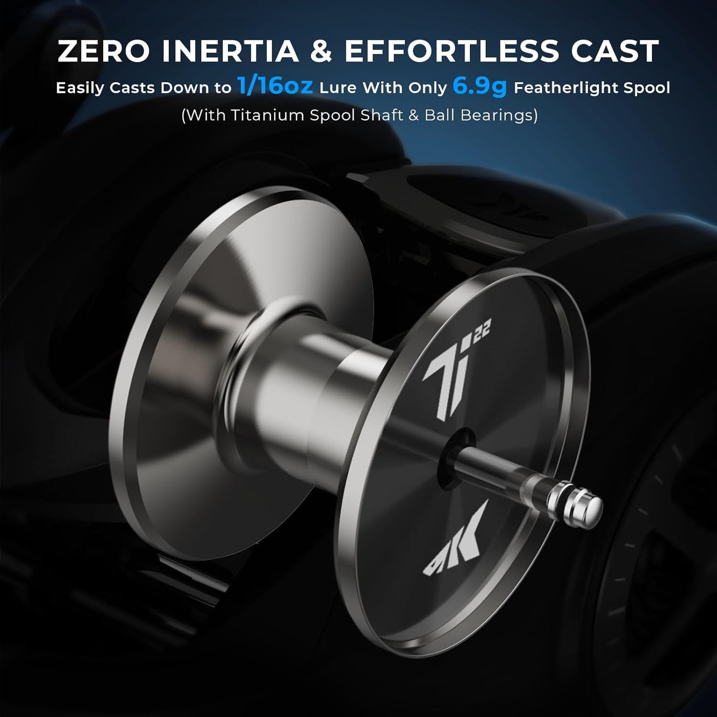 KastKing Mg-Ti Elite Baitcasting Reel - Titanium Spool, Magnetic Braking System | Lightweight Magnesium Frame, 2+9+1 Bearings