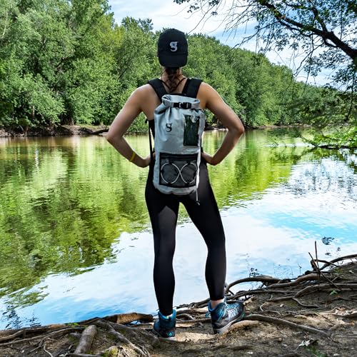 geckobrands Hydroner 20L Waterproof Dry Bag Backpack – Lightweight Roll-Top Bag with Clear Phone Pouch for Outdoor Activities