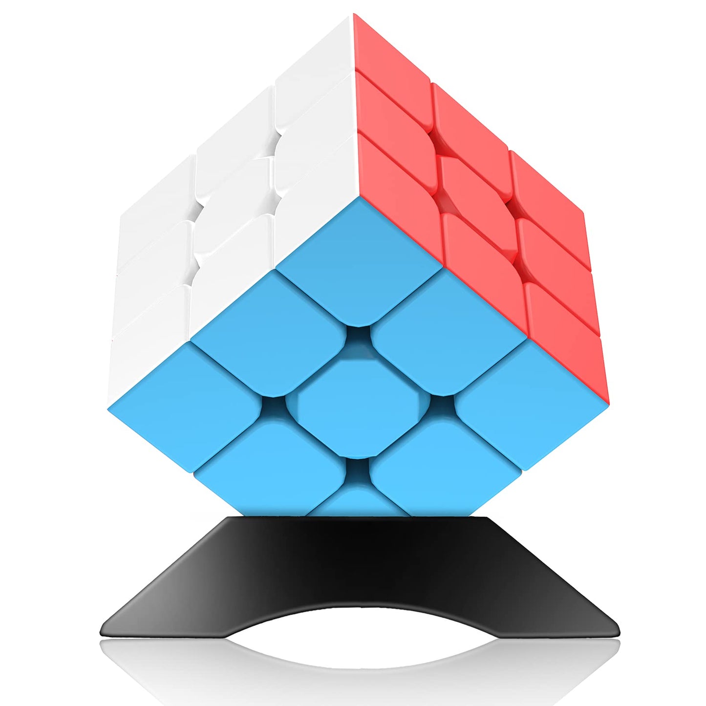 3x3 Speed Cube Stickerless with Stand & Tutorial: Problem-Solving Brain Teaser, Easy Turning Sensory Puzzle Toy Easter Gift Basket Stuffers for Boys 6-12, STEM Educational