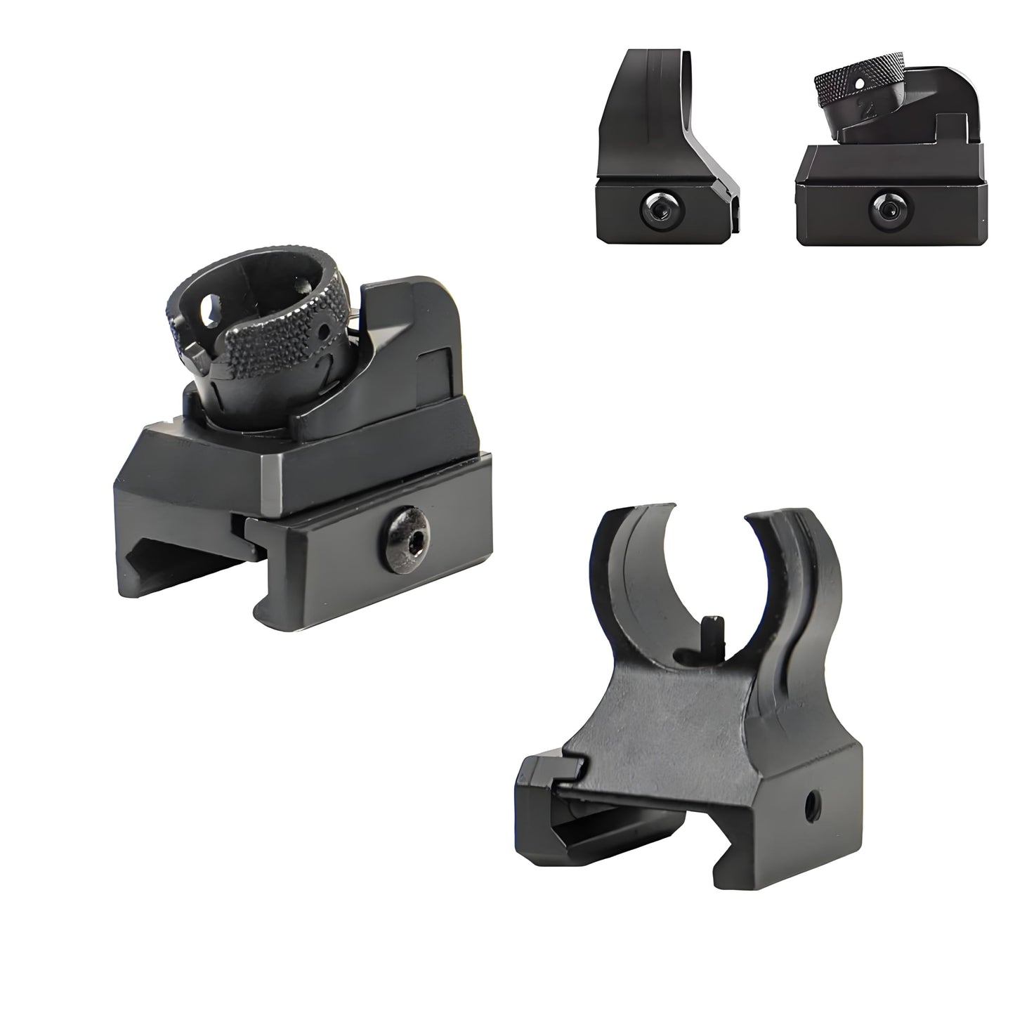 Low Iron Steel Front & Rear Sight Set Combo，Premium Optics Rapid Transition Backup Sights，Tactical Full Metal Style-Rotate Adjustable Diopter Flip-Up Fix Scopes，Fits for 20mm Picatinny Rail Mounting
