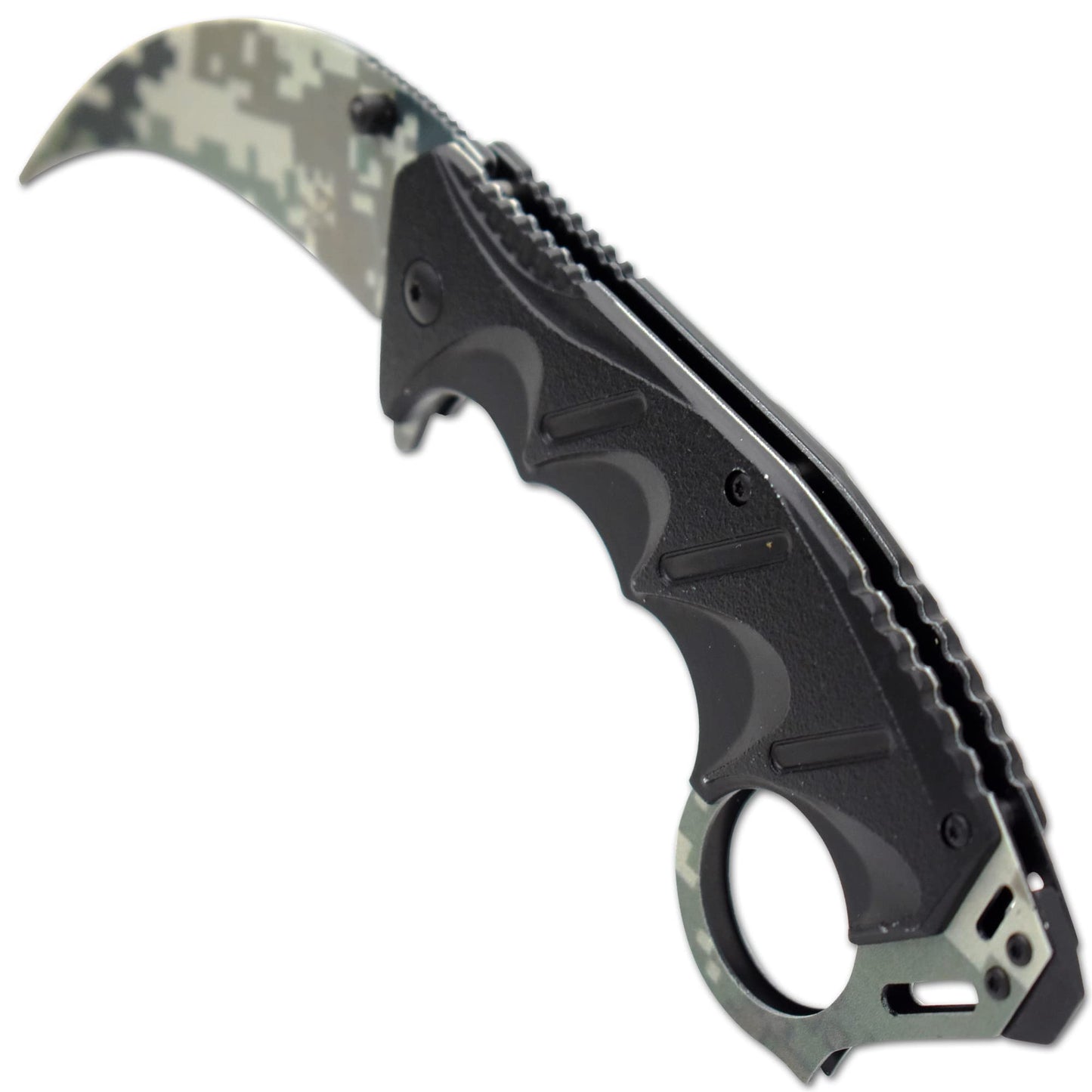 Snake Eye Tactical Everyday Carry Spring Assist Style Folding Pocket Knife EDC (Green Camo)