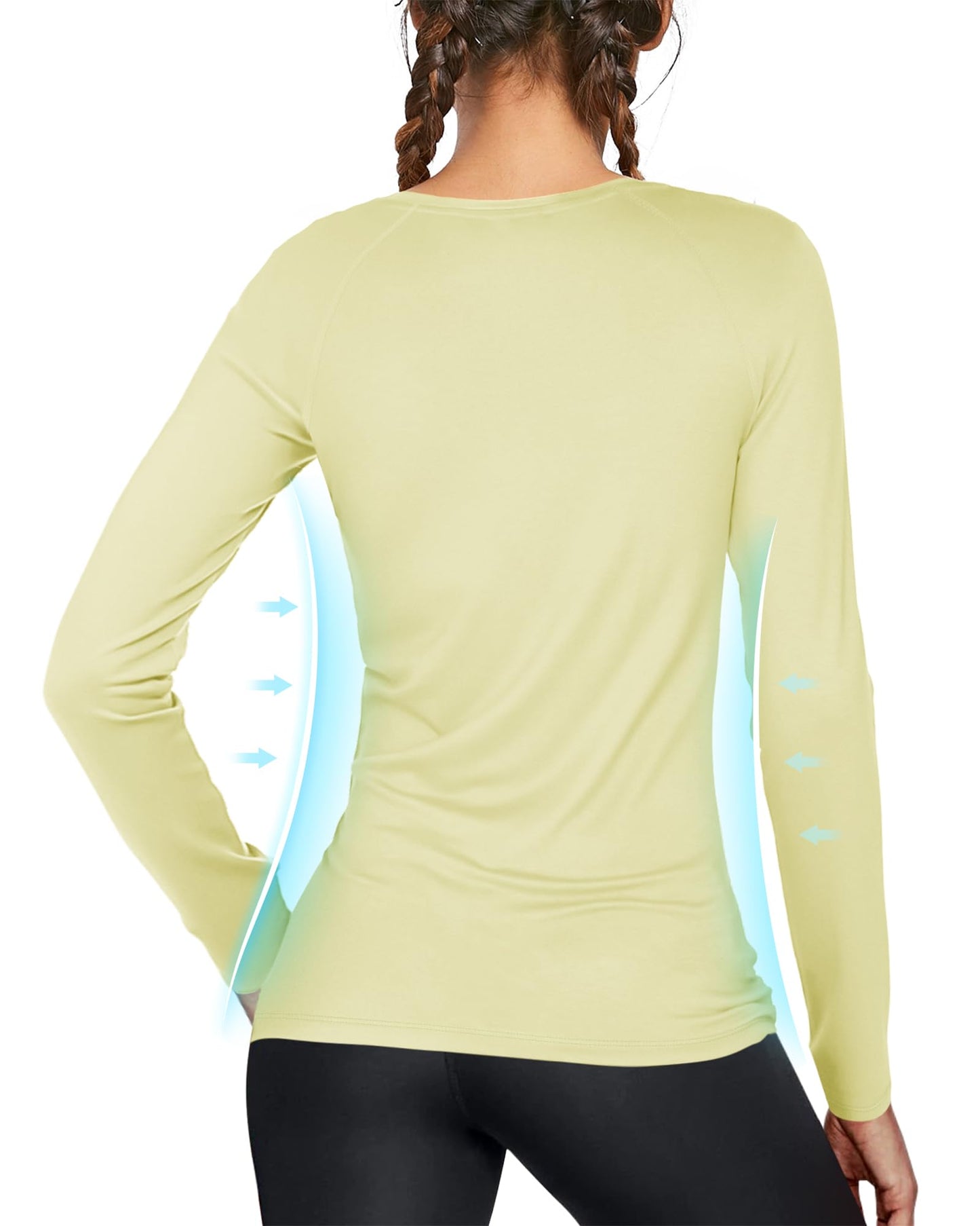 isnowood Womens Long Sleeve Rash Guard, UV UPF 50+ Sun Protection Shirts, Quick Dry Lightweight Tops for Swimming Workout Hiking Running Bud Green