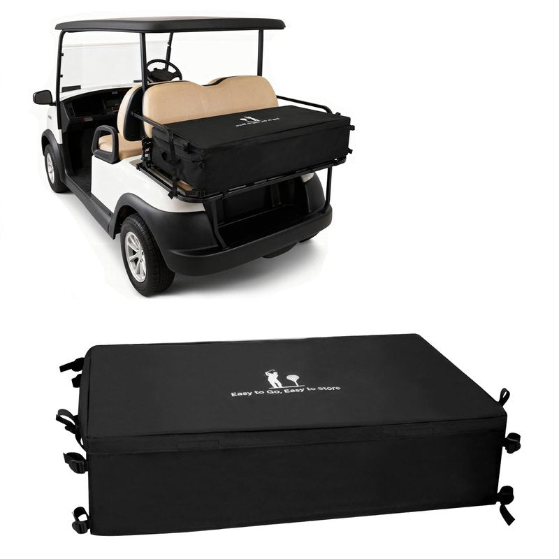Golf Cart Storage Bag, Golf Cart Accessories Compatible with Yamaha, Club Car, EZGO, Cargo Box with Strong Buckles & Adjustable Straps for 2+2 Passenger Golf Carts, No-Drill Design (Bag Only)
