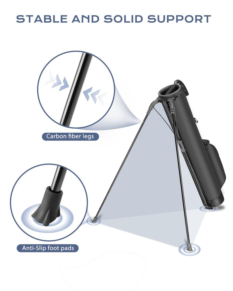 Lightweight Golf Stand Bag with Cooler Pocket, Small Sunday Golf Carry Bag for 6–8 Clubs, Compact and Portable for Men & Women, (Black)