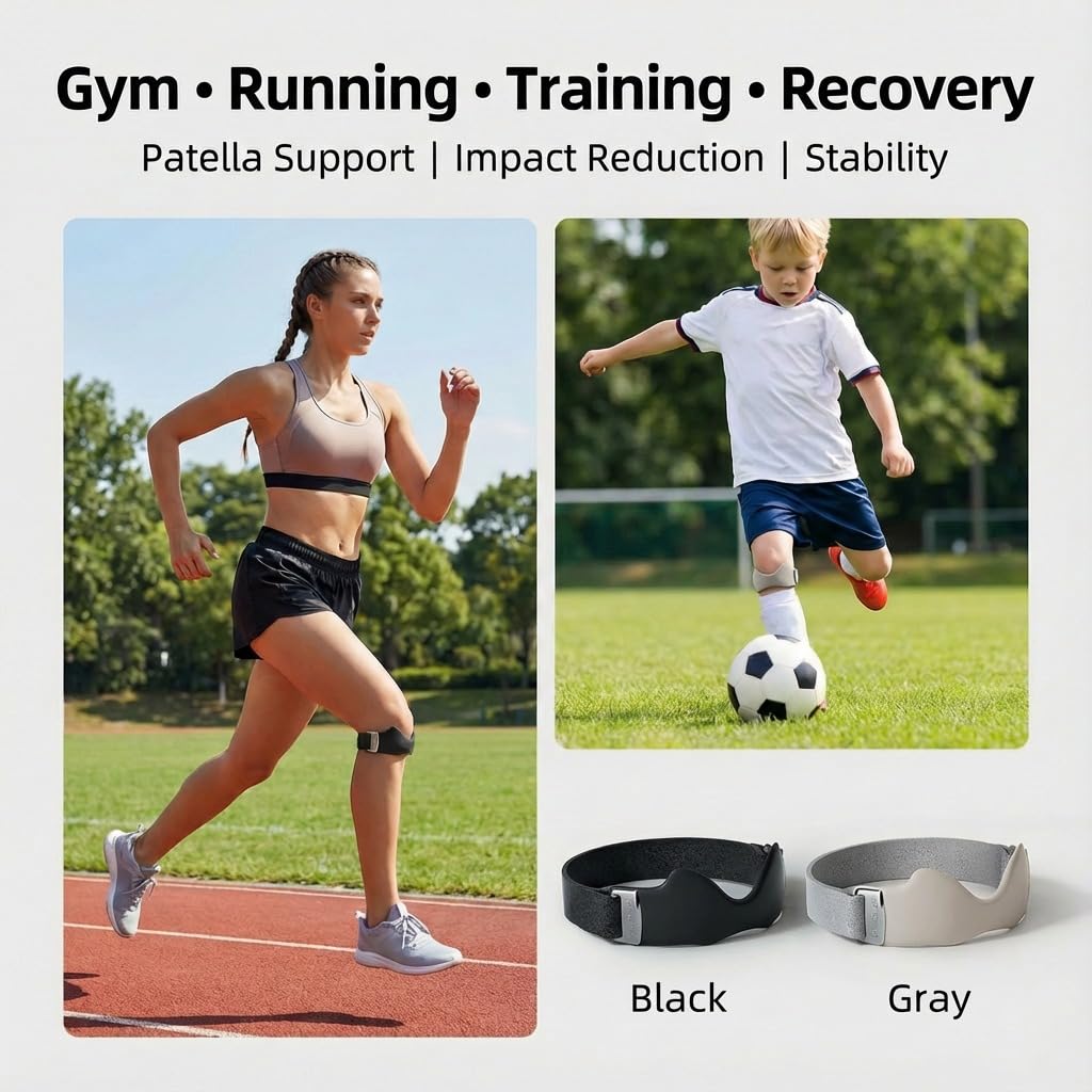 PurityLock Knee Brace for Women & Men Pain Relief 2 Pack- Adjustable V-Shaped Silicone Cushion, 3D Air Cushion for Joint Support, Non-Slip, Breathable, Patellar Tendon Support Strap (Black)
