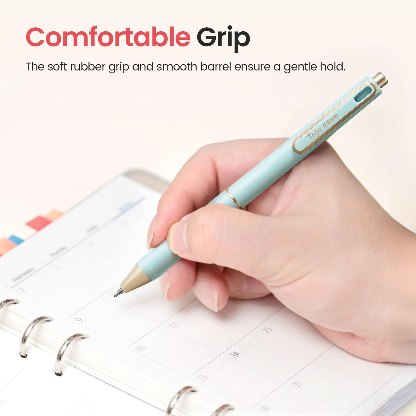 Taja Gel Pens, 12 Pcs Quick Dry Black Gel Ink Pens, 0.5mm Fine Point Smooth Writing Pens for Journaling and Note Taking, Cute Aesthetic Pens for Women & Men-Multicolor