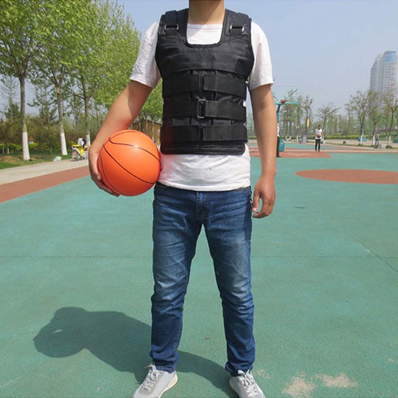Weighted Vest,YIWENG Max Loading 50kg Adjustable Weighted Vest Weight Jacket Ox Exercise Weight Loading Cloth Strength Training (Empty), Black