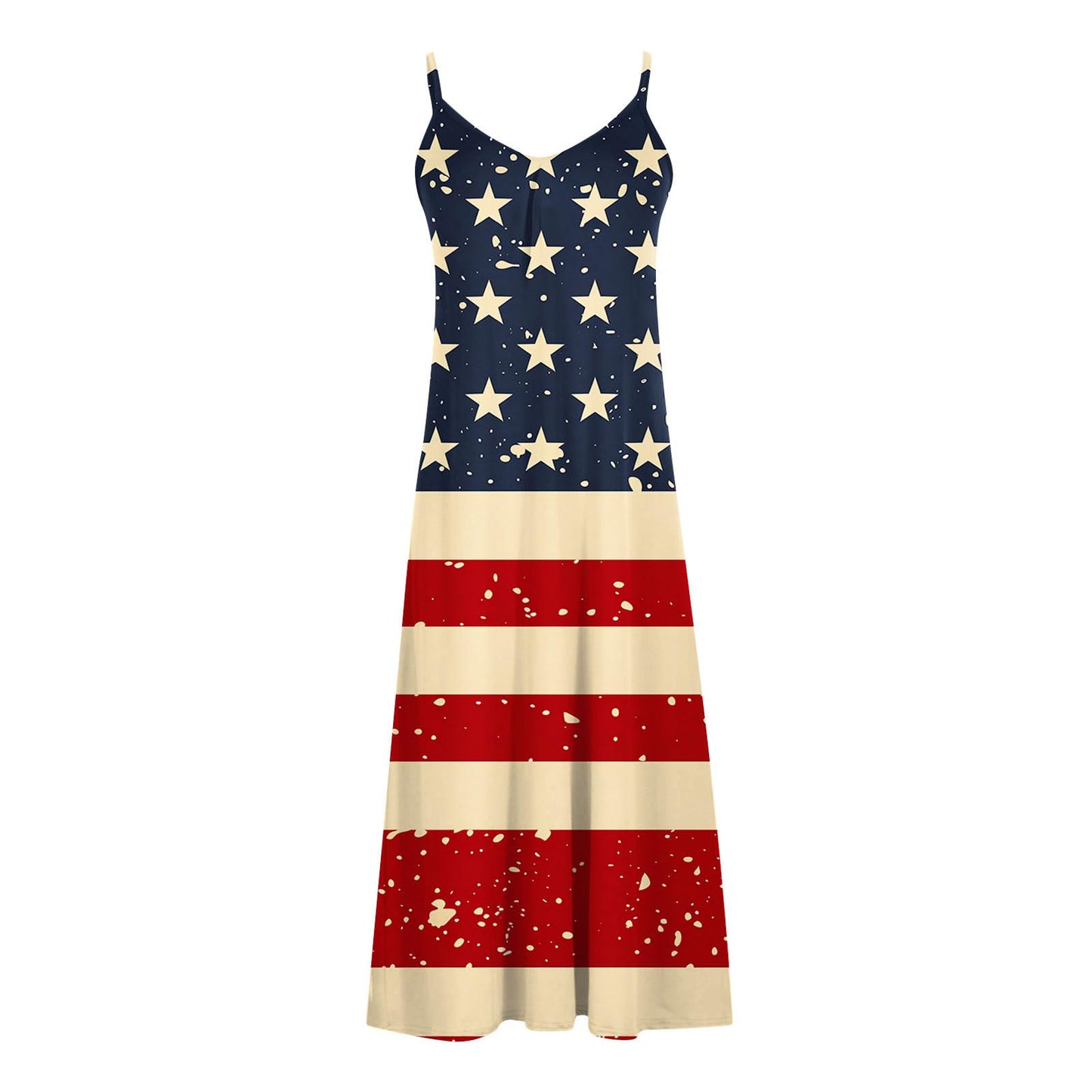 When Is Prime of Day 2024 Summer Dresses for Women 2024 Trendy Stars Strips Printed Sleeveless V Neck Patriotic Sundress 4th of July Maxi Dress