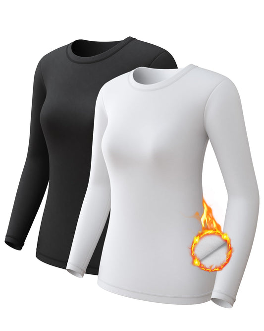 CL convallaria 1/2/4 Pack Women's Thermal Underwear Fleece Lined Tops Long Sleeve Baselayer Shirt