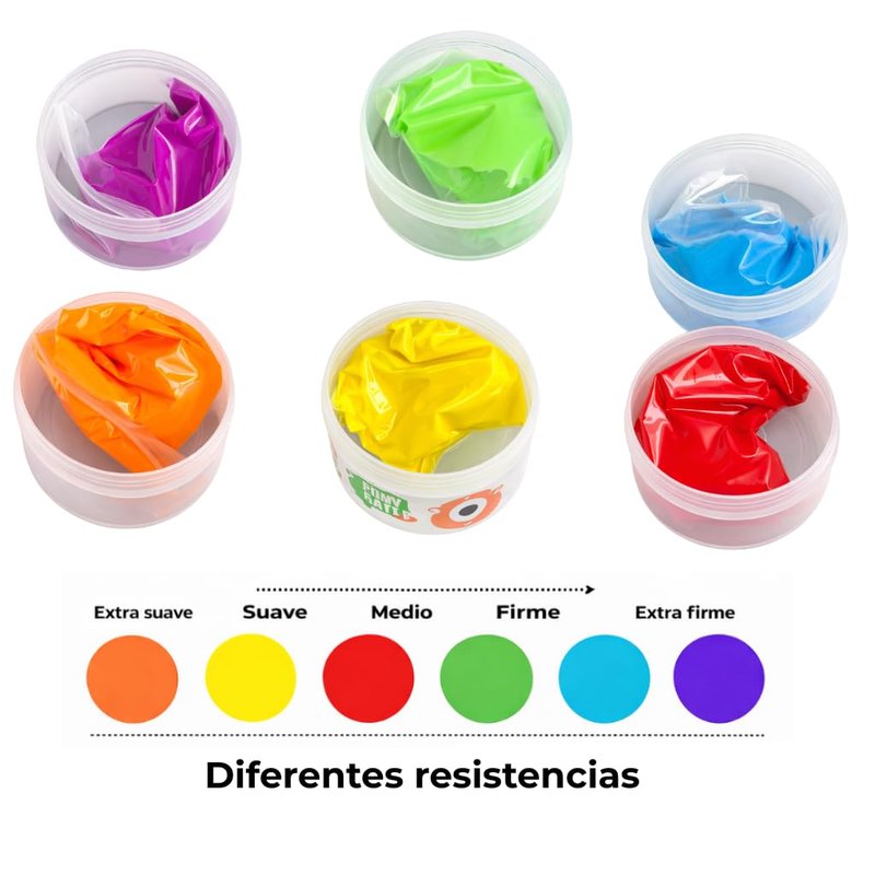 EQMED Therapeutic Hand Exercise Putty Set, 6 Resistance Levels, Non-Toxic Silicone for Hand Therapy, Stress Relief