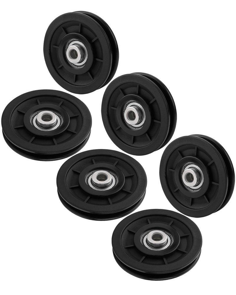 Zepofit Pulley Wheel Bearing 90mm Nylon - Universal Pulleys for Gym Cable Machine Smith Machine Garage Barn Door Parts Weight Lifting System Replacement LAT Pulldown Attachment (6, Silver Center)