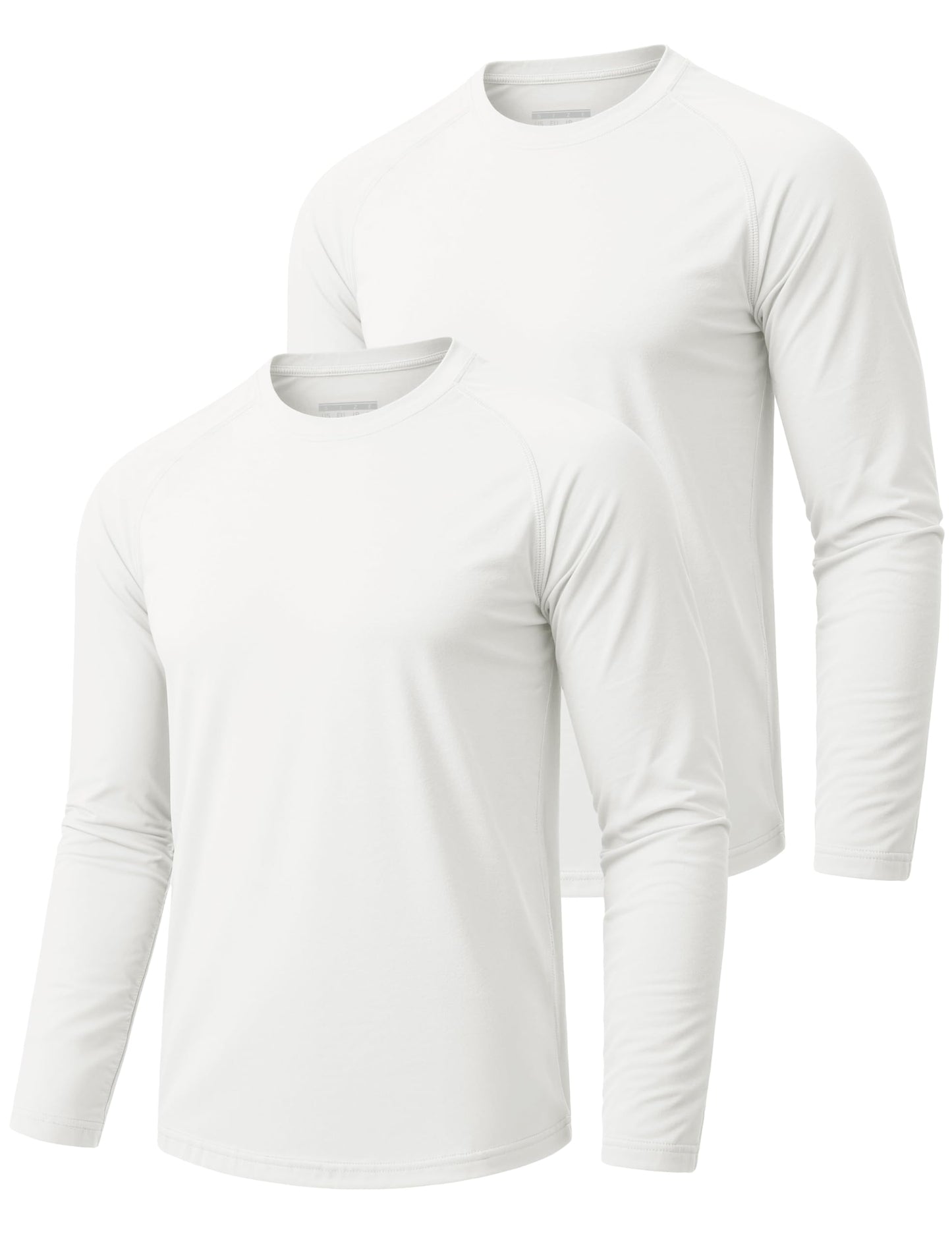 MAGCOMSEN 2 Pack Men's Long Sleeve Shirts Sun Protection UPF 50+ UV SPF Dry Fit T-Shirt for Swim Athletic White L