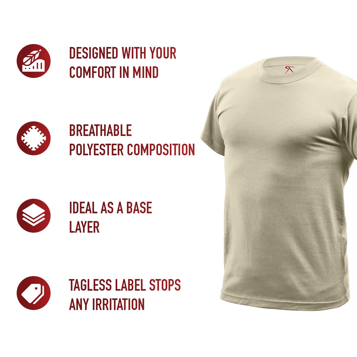 Rothco Quick Dry Moisture Wicking T-Shirt – Performance Gym Workout Tee Shirt, Desert Tan, 2XL