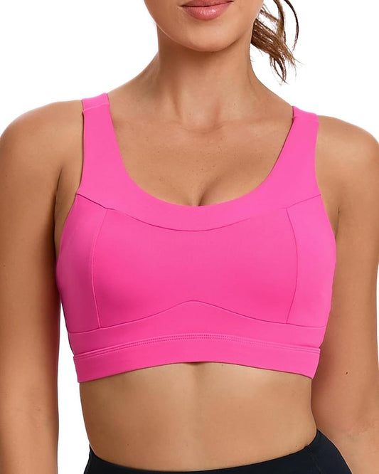 High Impact Sports Bra for Women - Racerback Workout Crop Top | Push-Up Longline Design