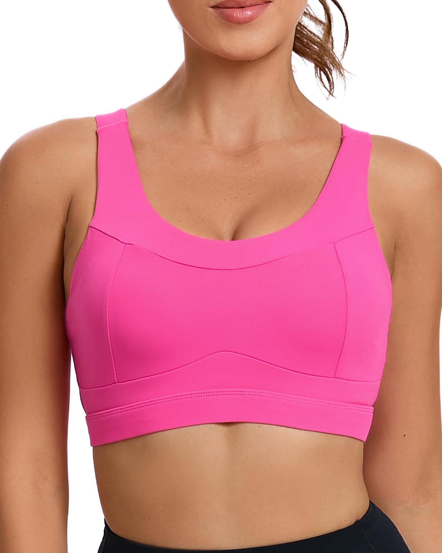 RUNNING GIRL High Impact Sports Bras for Women,Racerback Running Bra Workout Crop Tank Tops Longline Sports Bra Push up(WX2667 Hot Pink XL)