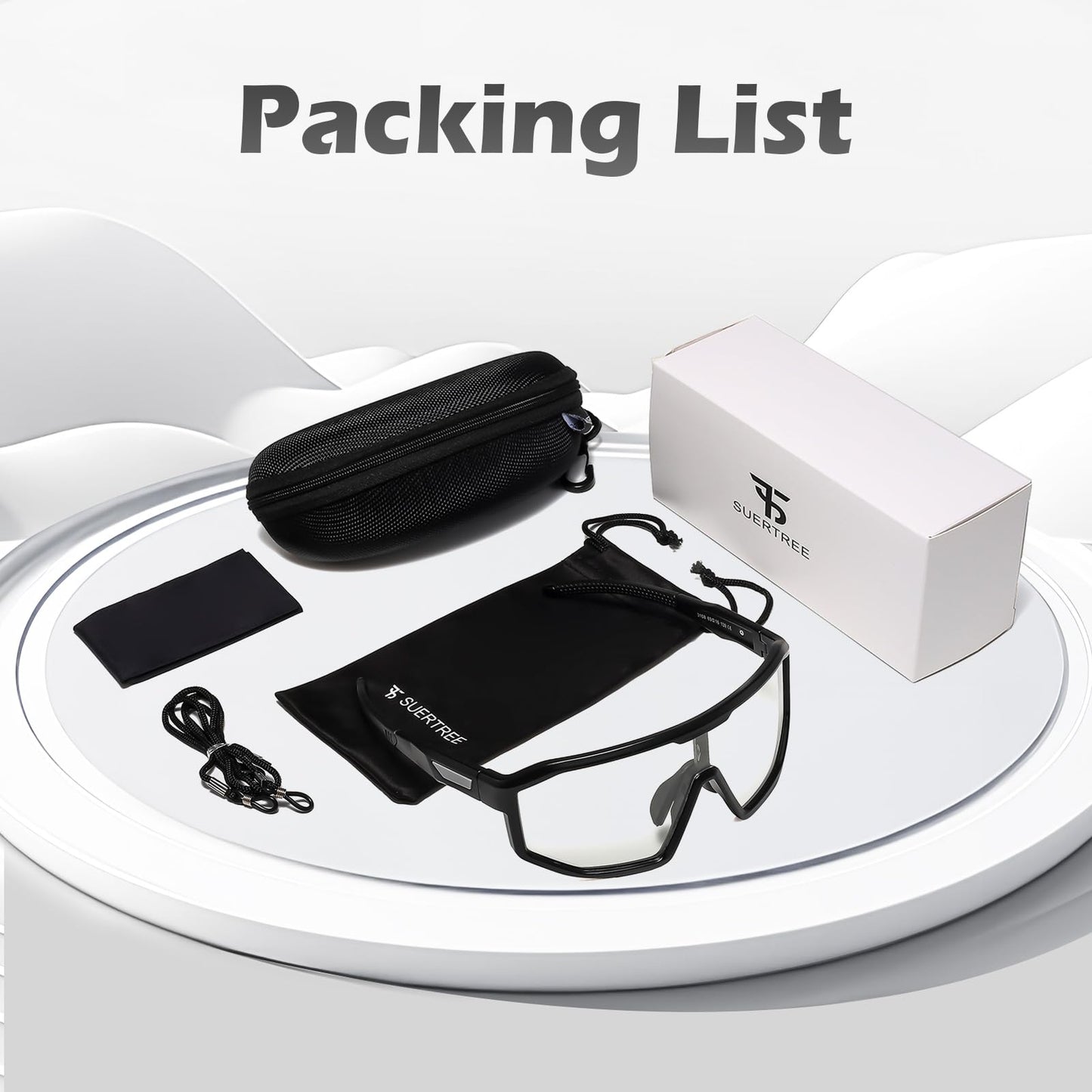 Suertree Photochromic Cycling Glasses Men Women Clear Sports Sunglasses Mountain Bike Riding MTB Bicycle Running Golf Baseball Fishing Driving Hiking