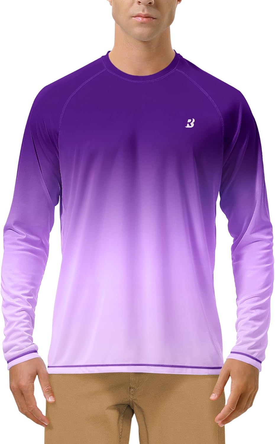 Men's UPF 50+ UV Sun Protection Long Sleeve Shirt - SPF Rash Guard for Fishing, Hiking, Swimming & Running