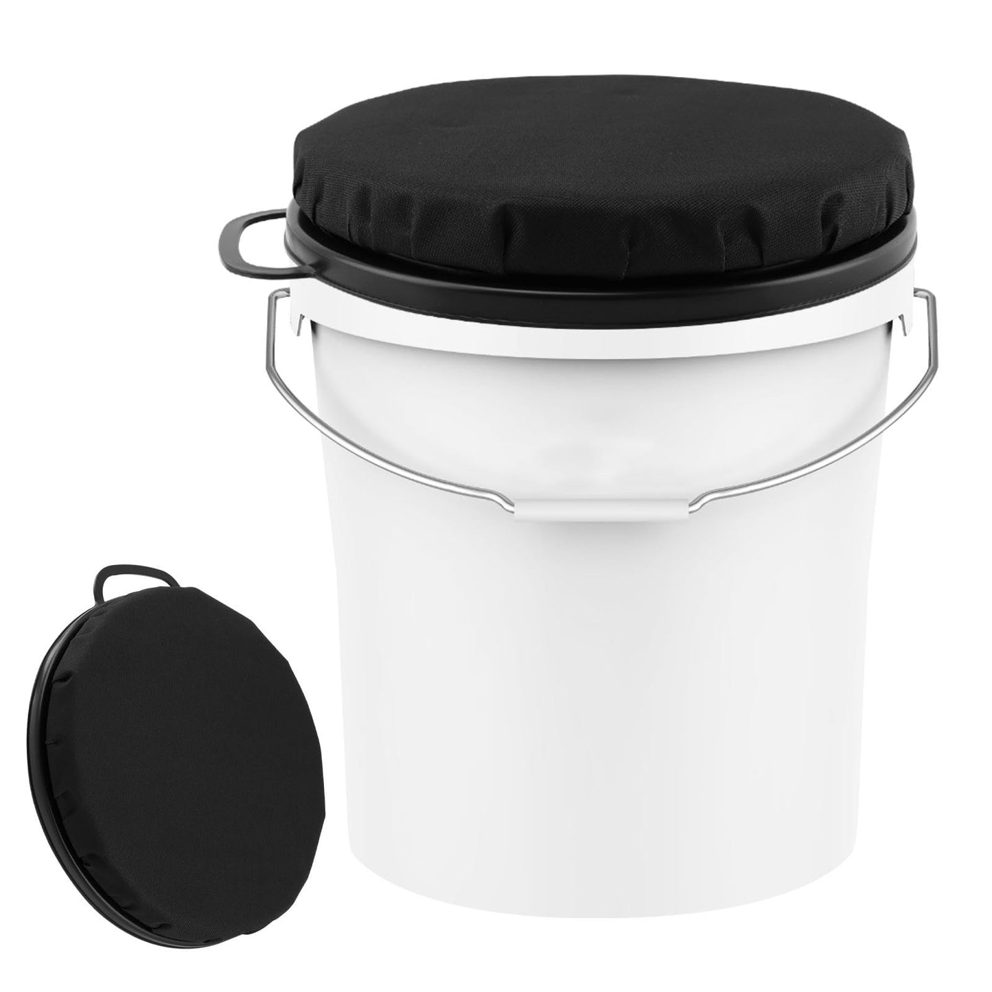 FaHuoJiuKa 5 Gallon Bucket Seat Lid, 360-Degree Swivel Foam Cushion Bucket Spin Seat with Handle, for Duck Hunting, Fishing, Sports, Gardening and Camping