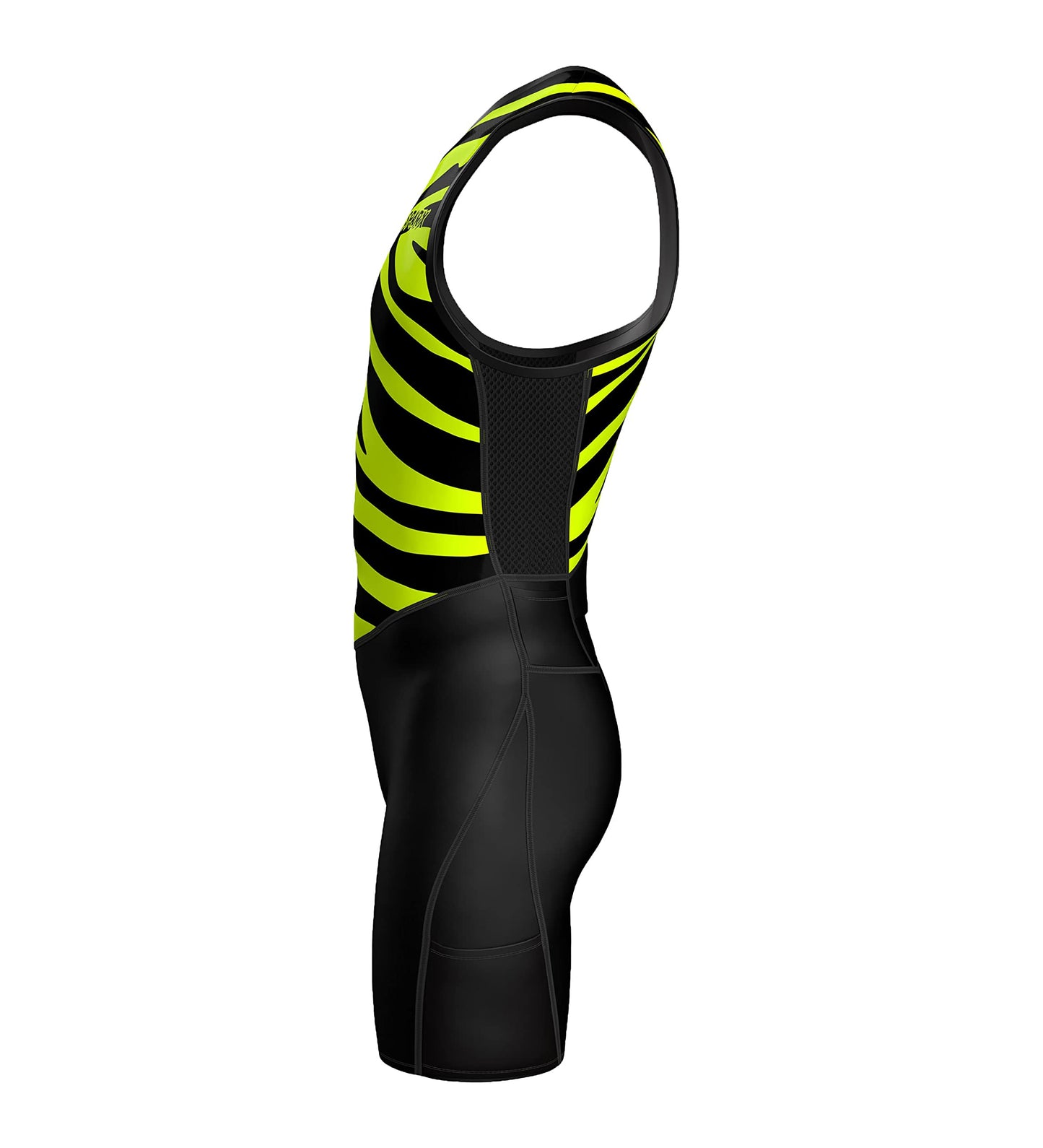 Sparx Men's Premium Triathlon Suit – Padded, Quick-Dry, Compression Fit, Lightweight Tri Suit for Swim, Bike, Run Race & Training (Yellow Tiger, 2XL)