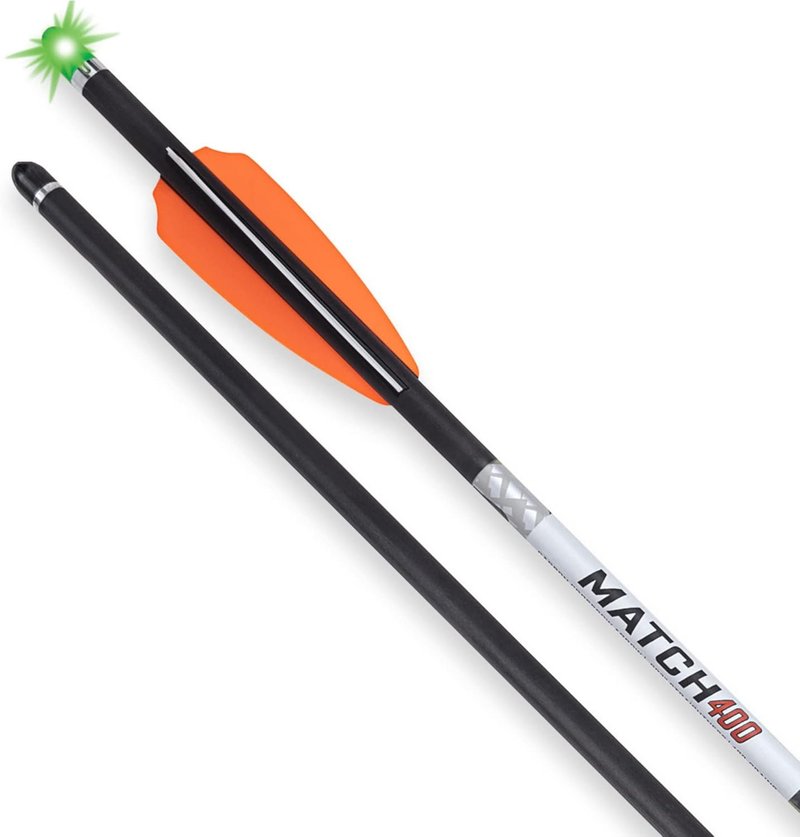 Wicked Ridge Match 400 Crossbow Arrows - Lighted 20” Carbon Arrows (Pack of 3) | 400 Grains, .004” Straightness, Alpha-Blaze Nock