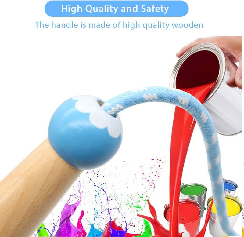 Adjustable 7ft Kids Jump Rope - Cotton Skipping Rope with Wooden Handles for Outdoor Fitness