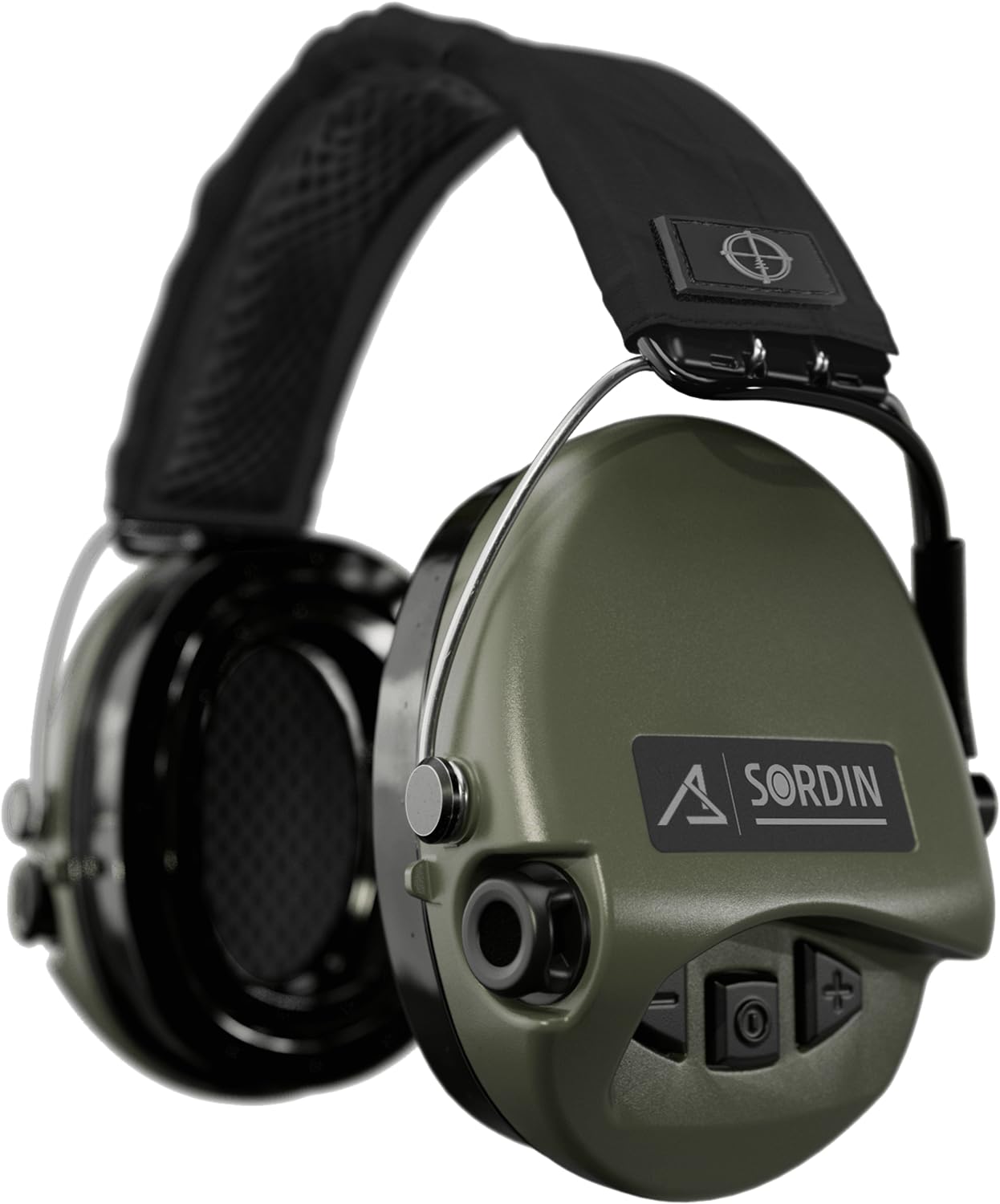 Sordin ACE Schakal Electronic Capsule Hearing Protectors - for Hunting & Shooting Sports - Black Headband & Green Capsules