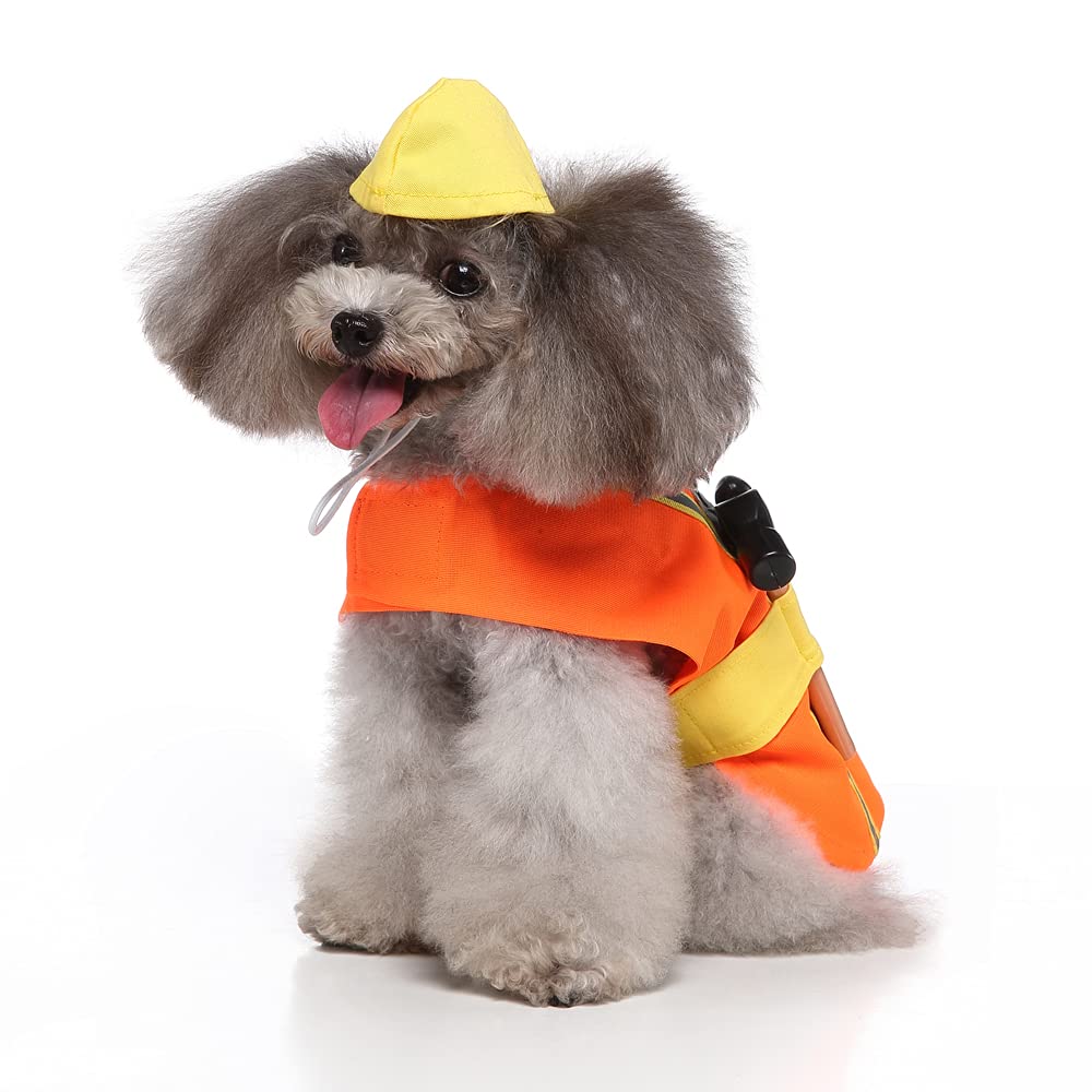 Layheld Cat Costume Dog Clothes Chef & Construction Worker 2PCs Set Funny Cosplay Partywear Photoshoot Cute Pet Outfit for Cat Small Dog (Worker,Small)