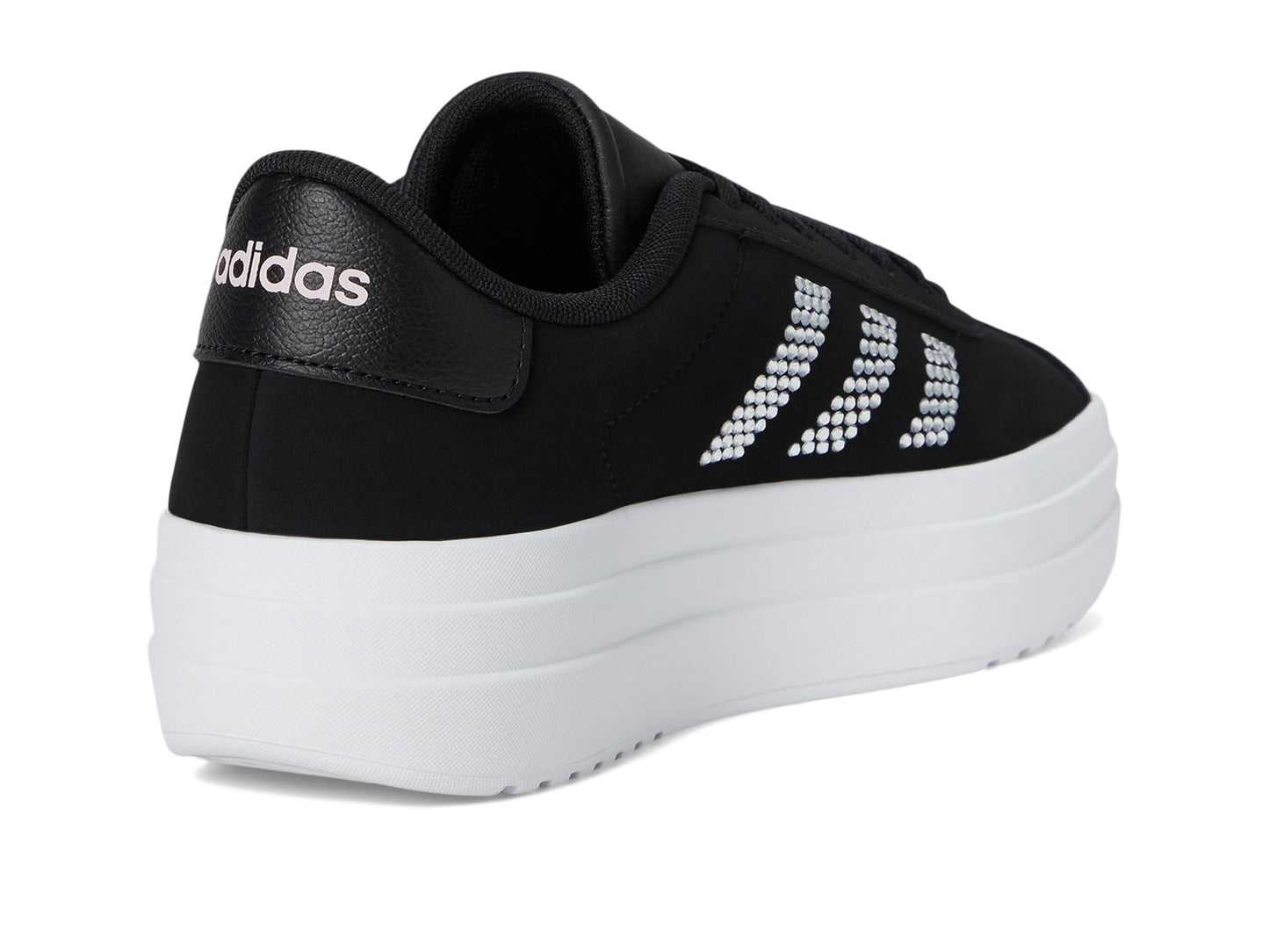 adidas Women's VL Court Bold Sneaker, Black/White/Clear Pink, 7.5