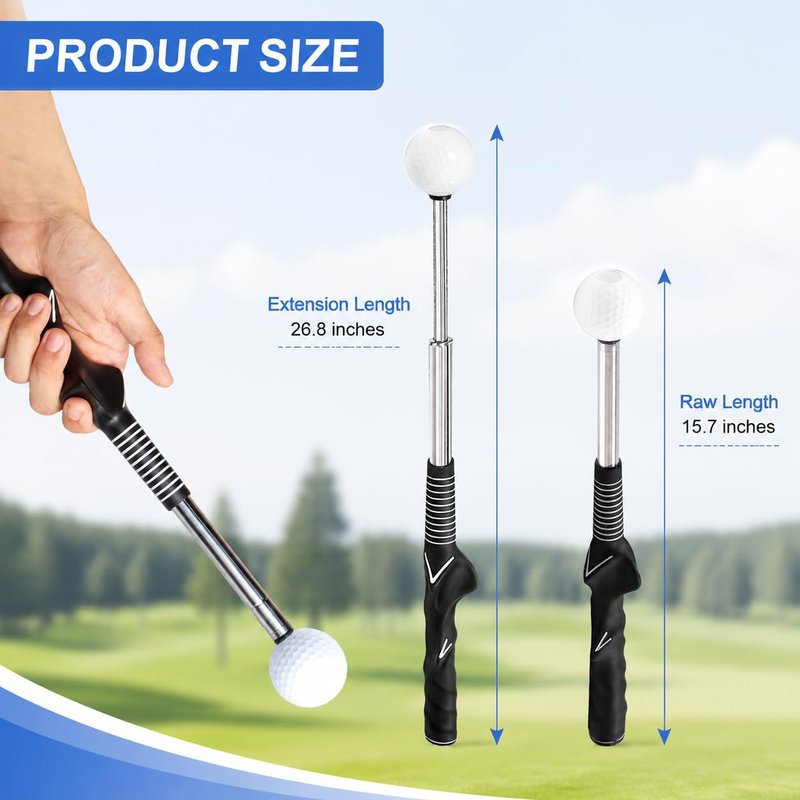 NomadSphere Retractable Golf Swing Trainer for Right Handed with 2 Alignment Sticks – Training Aid for Grip, Strength & Tempo, Swing Mechanics, Arm Band, Indoor/Outdoor Practice
