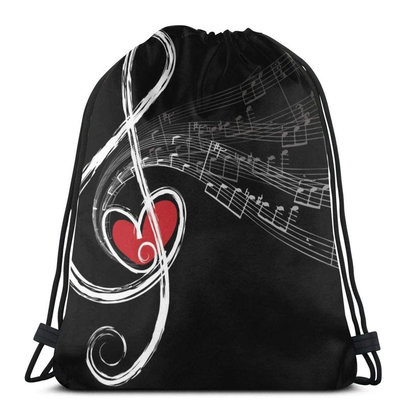 Treble Love And Music Notes Unisex Drawstring Backpack Bag Sport Gym Travel Sackpack