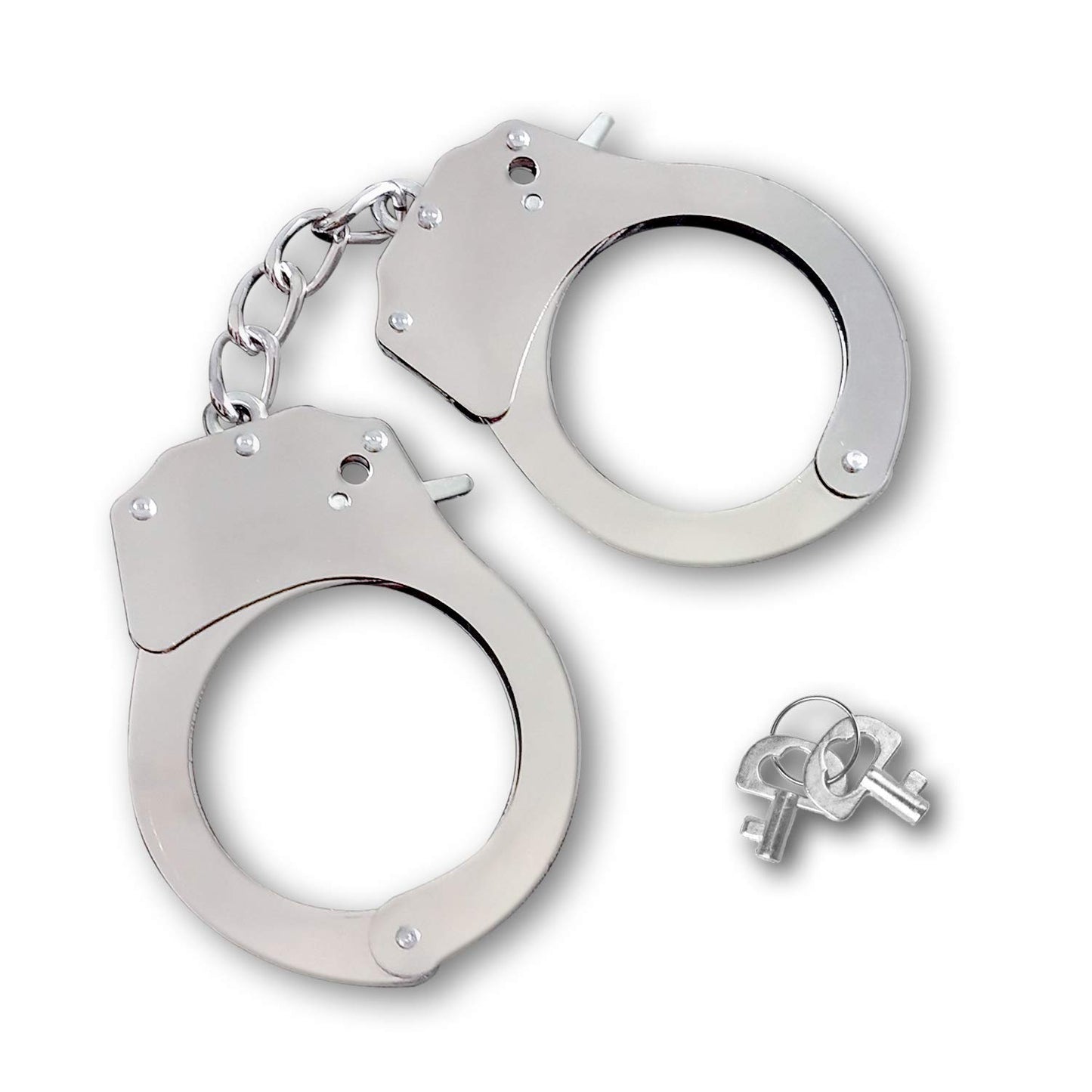 HOHAJIU Toy Handcuffs with Keys Metal Toy Handcuffs for Kids (Silver)