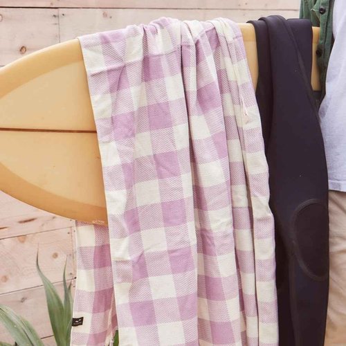 Slowtide Turkish Beach Towel – Ultra Lightweight, Quick-Dry & Sand-Resistant, 100% Sustainably Sourced Cotton with Drawcord Loop – 73 x 38 Inches (Ravello Purple)