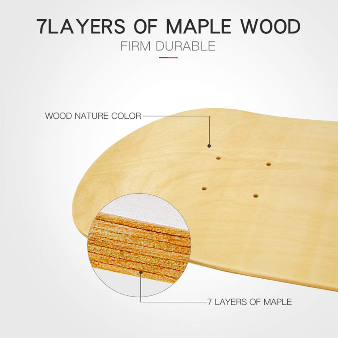 LOSENKA Maple Skateboard Decks Double Tail Skateboard Light Decks Free Skateboard Grip Tape 1 PCS