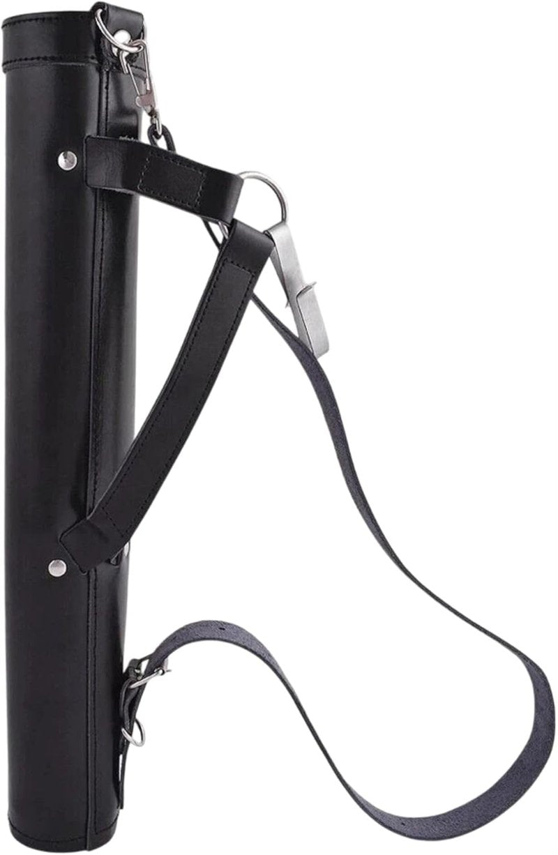 Genuine Cowhide Leather Archery Arrow Quiver - Adjustable Strap for Hunting & Target Practice