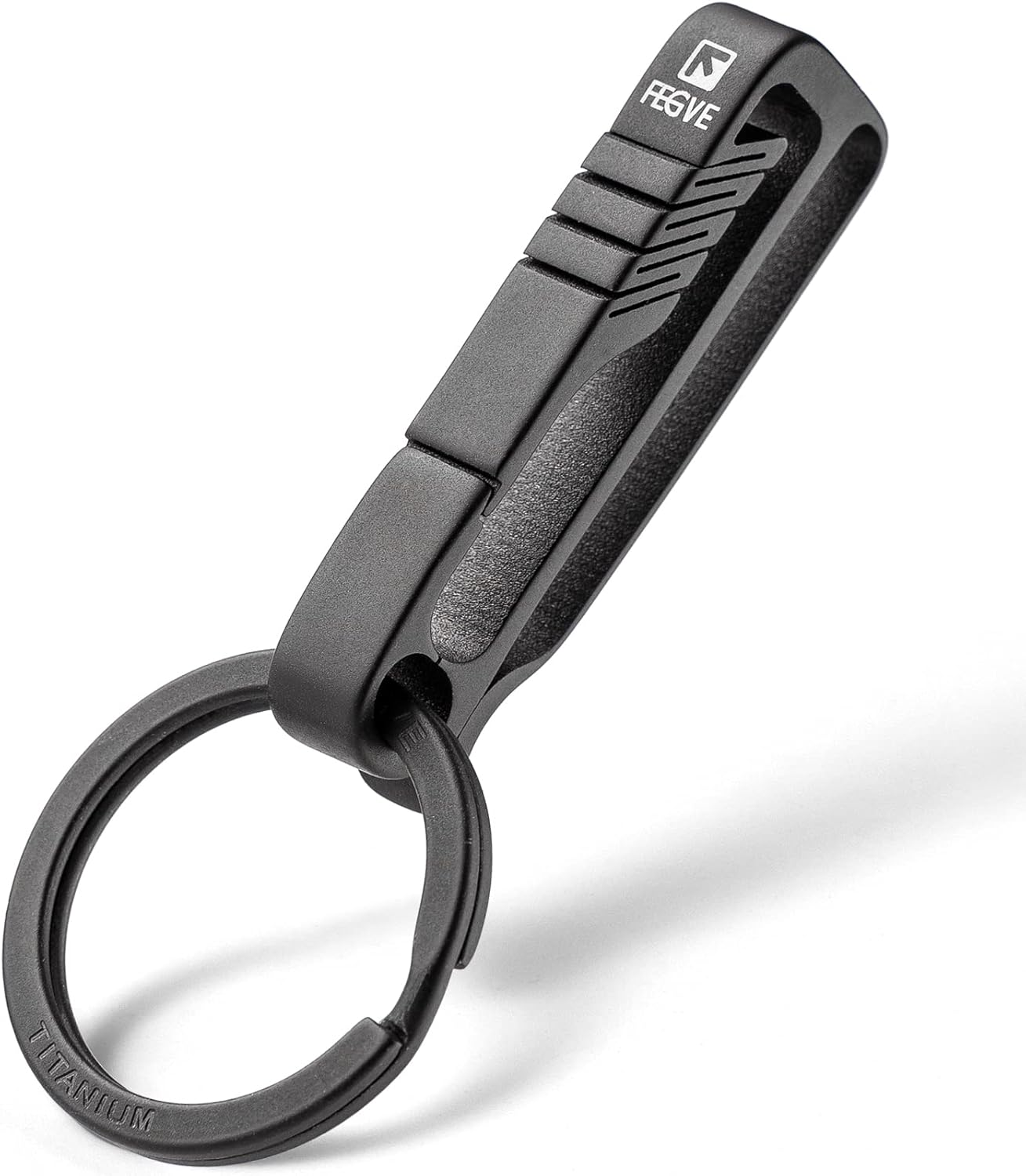 Titanium Key Belt Clip - Durable Key Holder with Key Ring | Black Keychain for Men