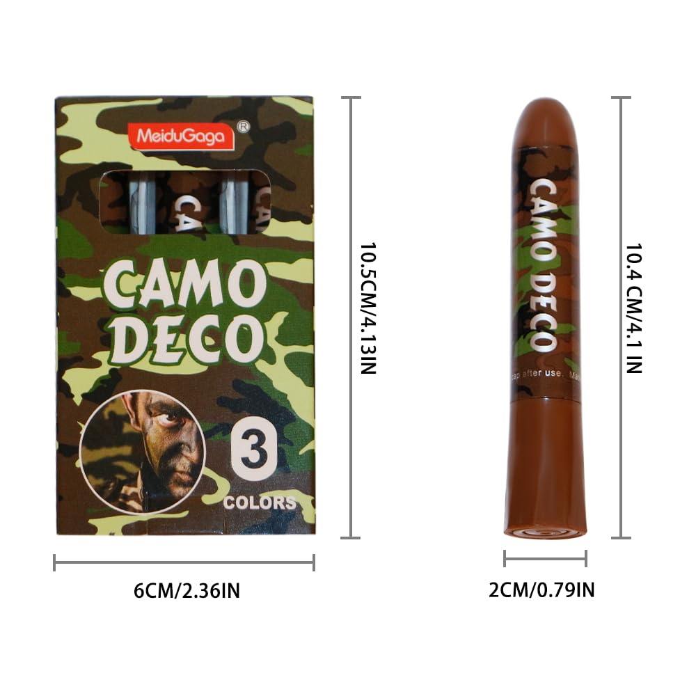 MeiduGaga Camo Face Paint Green Black Brown Hunting Face Paint for Outdoor Sports SFX Party