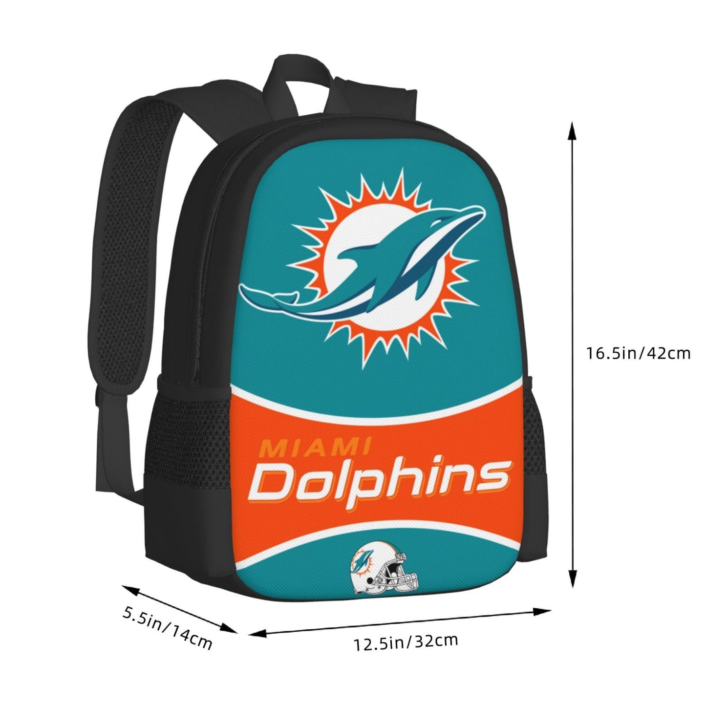 EWLTFM Dolphins Backpack 3D Printed Football Team Pattern Backpack Casual Travel Backpack Laptop Backpack Football Fans Gift