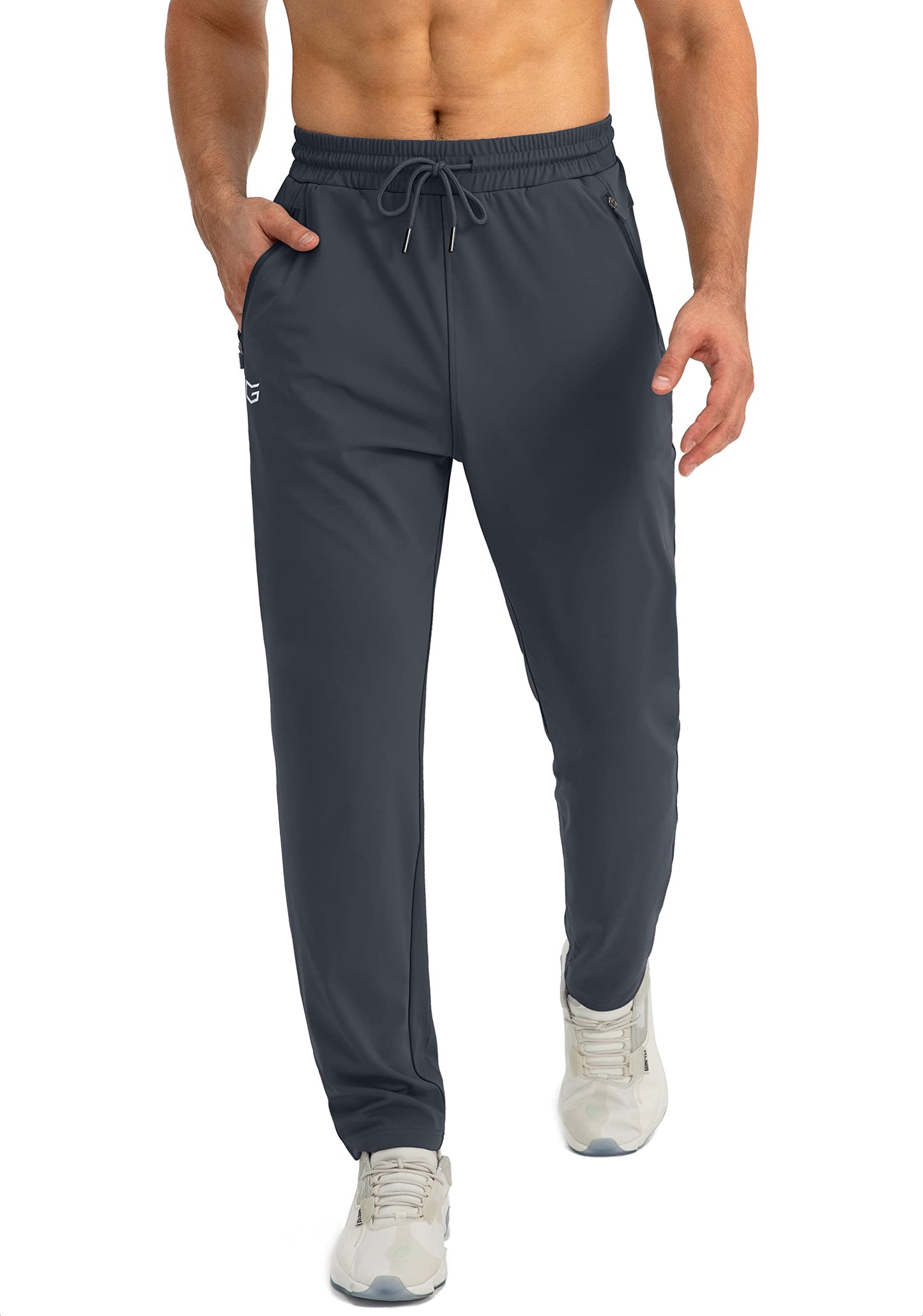 G Gradual Men's Sweatpants with Zipper Pockets Tapered Joggers for Men Athletic Pants for Workout, Jogging, Running (Grey, 3X-Large)