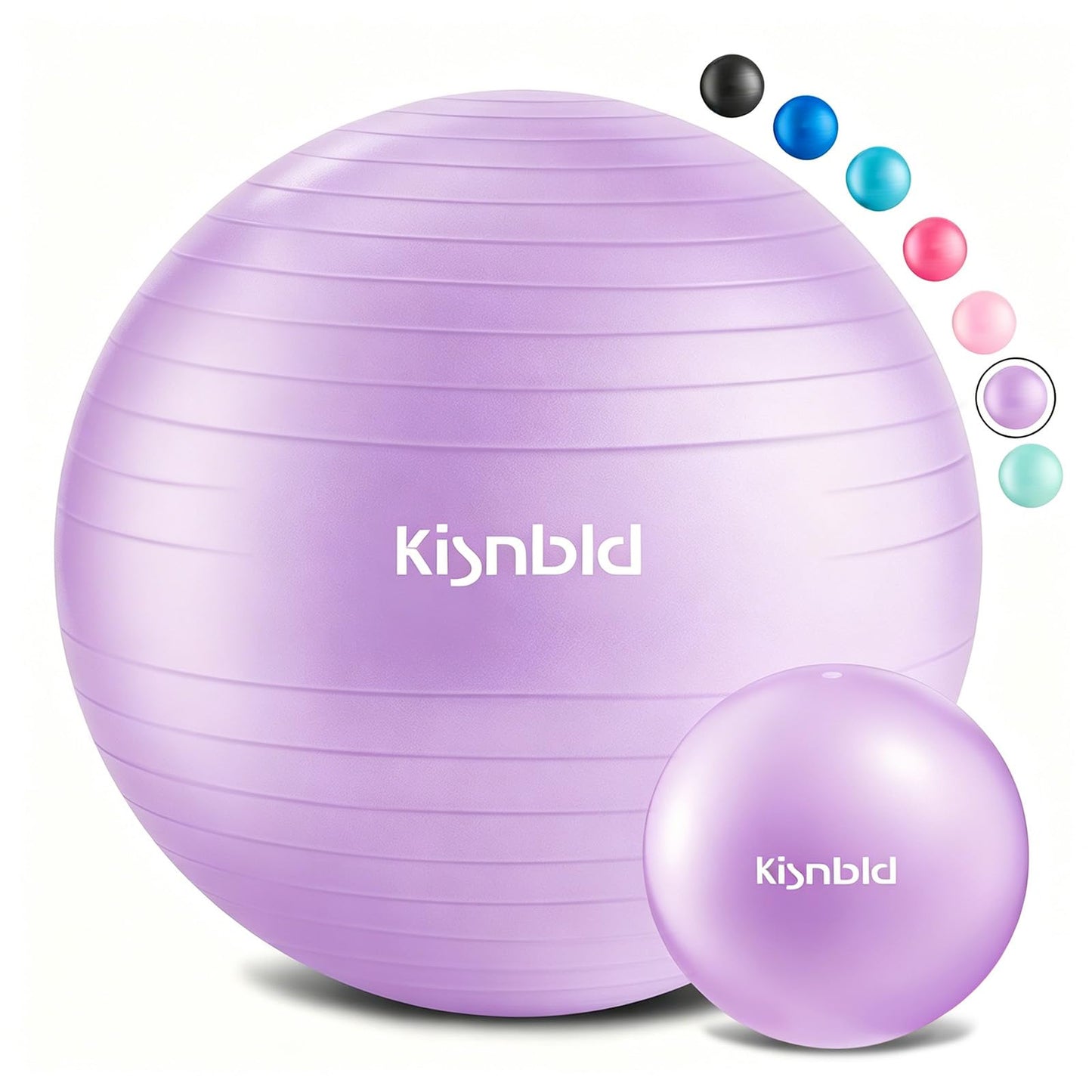 kisnbld Exercise Ball, Extra Thick Yoga Ball for Workout Pregnancy Stability, 4 Sizes Anti-Burst Balance Ball with Foot Pump - Heavy Duty Fitness Ball Chair for Office, Home & Gym