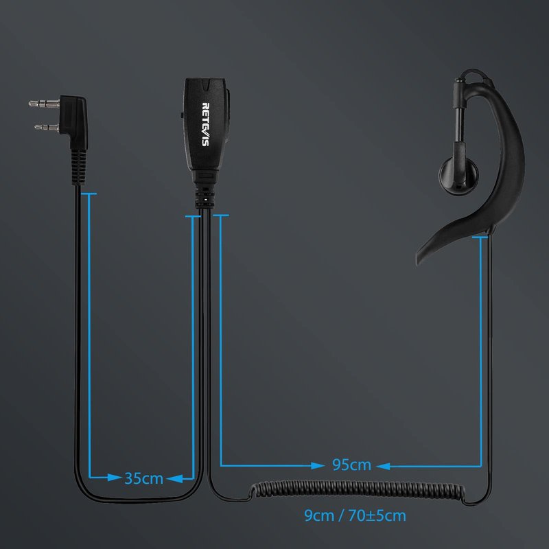 Retevis Hands Free Two Way Radio Headset with Mic, VOX, Coil, G-Type Earhook, for RT22 RT68 RT21 H-777, Compatible with Pxton, Baofeng BF-888S, Kenwood Walkie Talkie, Walkie Talkie Earpiece(6 Pack)